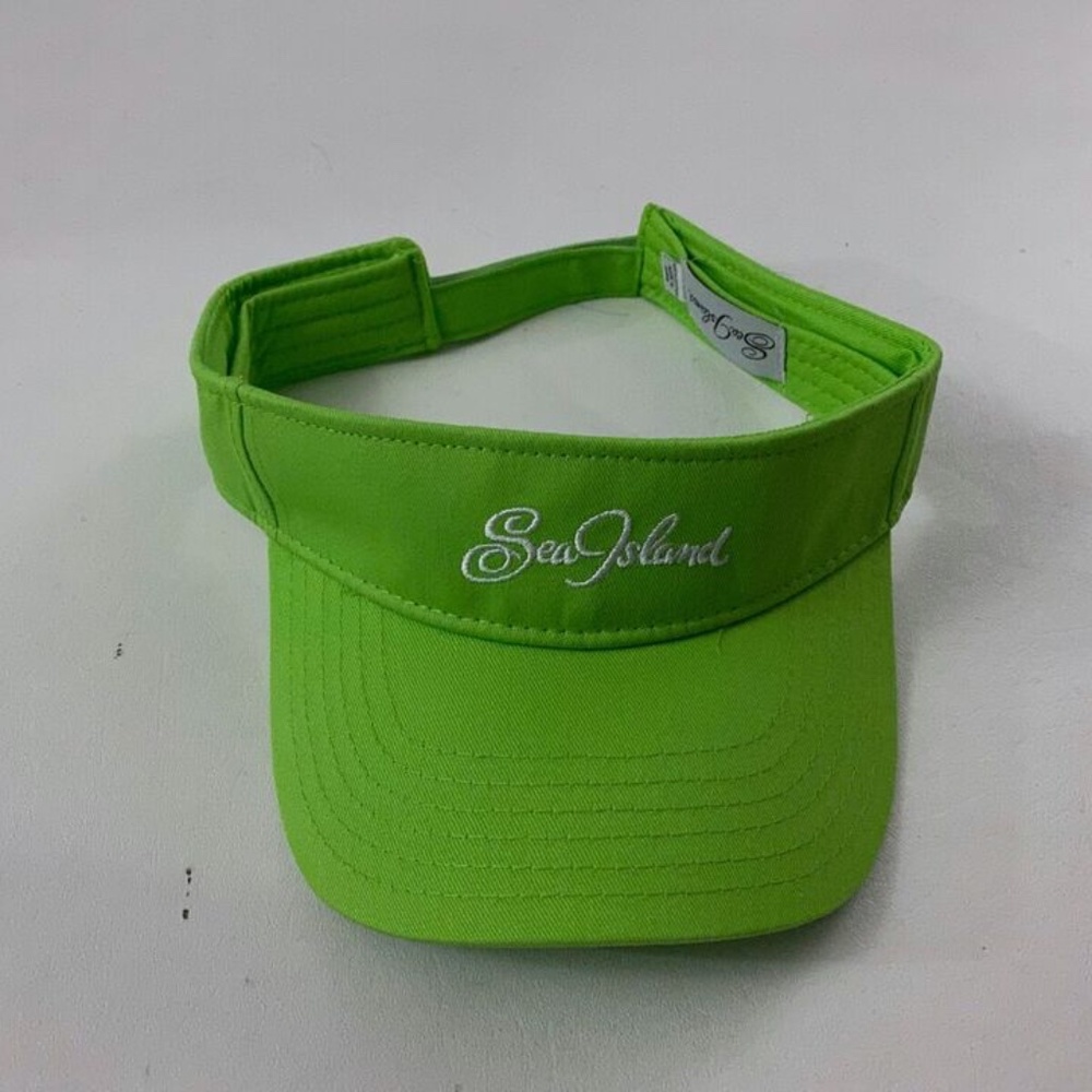 New Sea Island Cotton Graphic Outdore Adult Green Visor Hat One Size